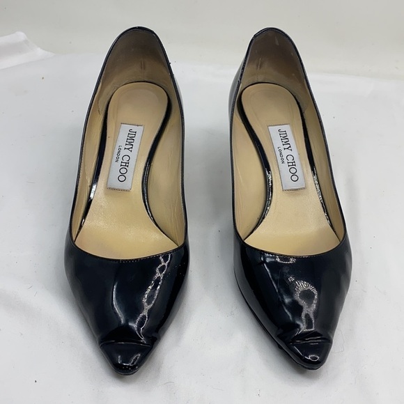 Jimmy Choo Size 37 / US 7 Black Low Heel Patent Pumps - Picture 2 of 7